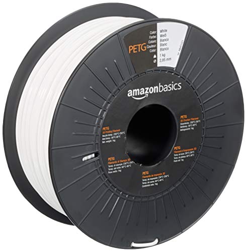 Amazon Basics - Filamento para impresora 3D, tereftalato de polietileno (PETG), 2.85 mm, cinta de 1 kg, blanco