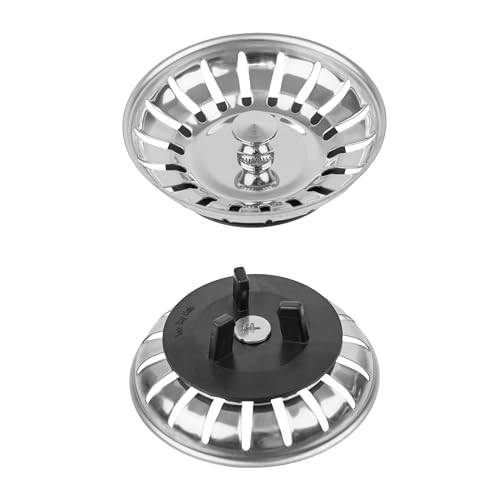 Spülbecken Siebkörbchen, 2 Pack, Ø 79,3 mm, kompatibel mit IKEA Siphon ATLANT und DOMSJÖ, Siebkorb mit DREI-Bein Gummidichtung, Ersatzteil für Atlant Spültisch und Domsjö Spüle, Küche Stöpsel Sieb