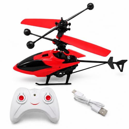 Image of Hand Sensor Helicopter Toy with Remote Control, USB Rechargeable Flying Drone for Kids, Gesture Control RC Helicopter with LED Lights, Indoor Outdoor Flying Toy for Boys & Girls
