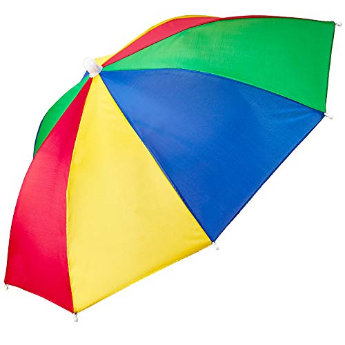 Regenschirmhut, 2 Stück, bunte Partyhüte – 50,8 cm, freihändig, lustig, Regenbogenfarben, bunte Strand-Partyhut, verstellbare Größe, passend für alle Altersgruppen, Kinder, Männer und Frauen