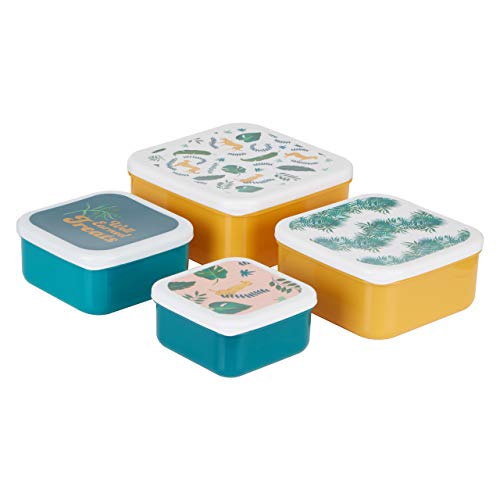 Premier Housewares Lunch Boxes Winter Palm Themed Snack Boxes for Kids Multi Colored Small Sandwich Box Set of 4