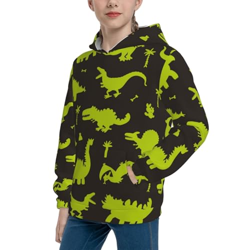 Cute Cartoon Dinosaurs Green Silhouette Kid Hoodies Boys Sweatshirts Girls Pullover with Pocket2