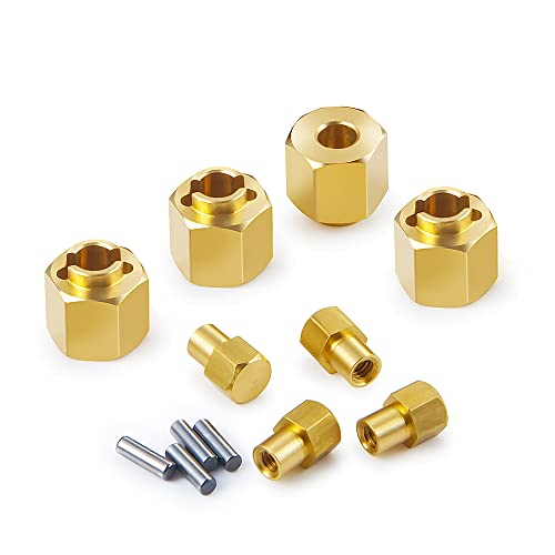 RCLIONS Brass RC Wheels Hubs Hex 6mm Extended Wheel Spacers for AXIAL SCX24 Deadbolt C10 Gladiator Bronco JLU 1/24 RC Crawler Truck Car Upgrades