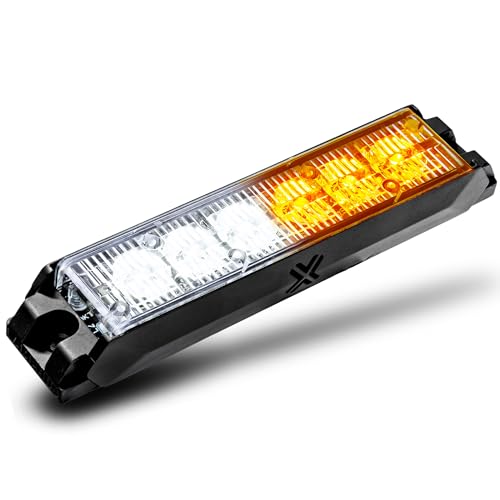 Image of LAMPHUS NanoFlare 5 inch 6W Amber White LED Surface Mount Police Grill Strobe Warning Light [SAE Class 1] Orange Clear 12V Rectangle Grille Flashing Emergency Fire Light for Snow Plow Truck Car