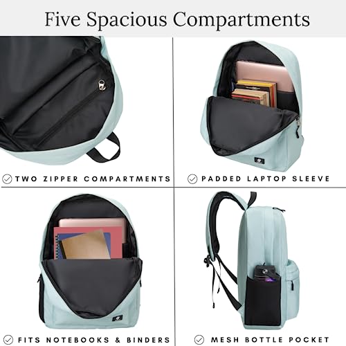 Fenrici Sage Green Backpack – Stylish, Aesthetic Bookbag for Teens, Girls & Boys | Perfect for School & Travel with Padded Laptop Compartment3