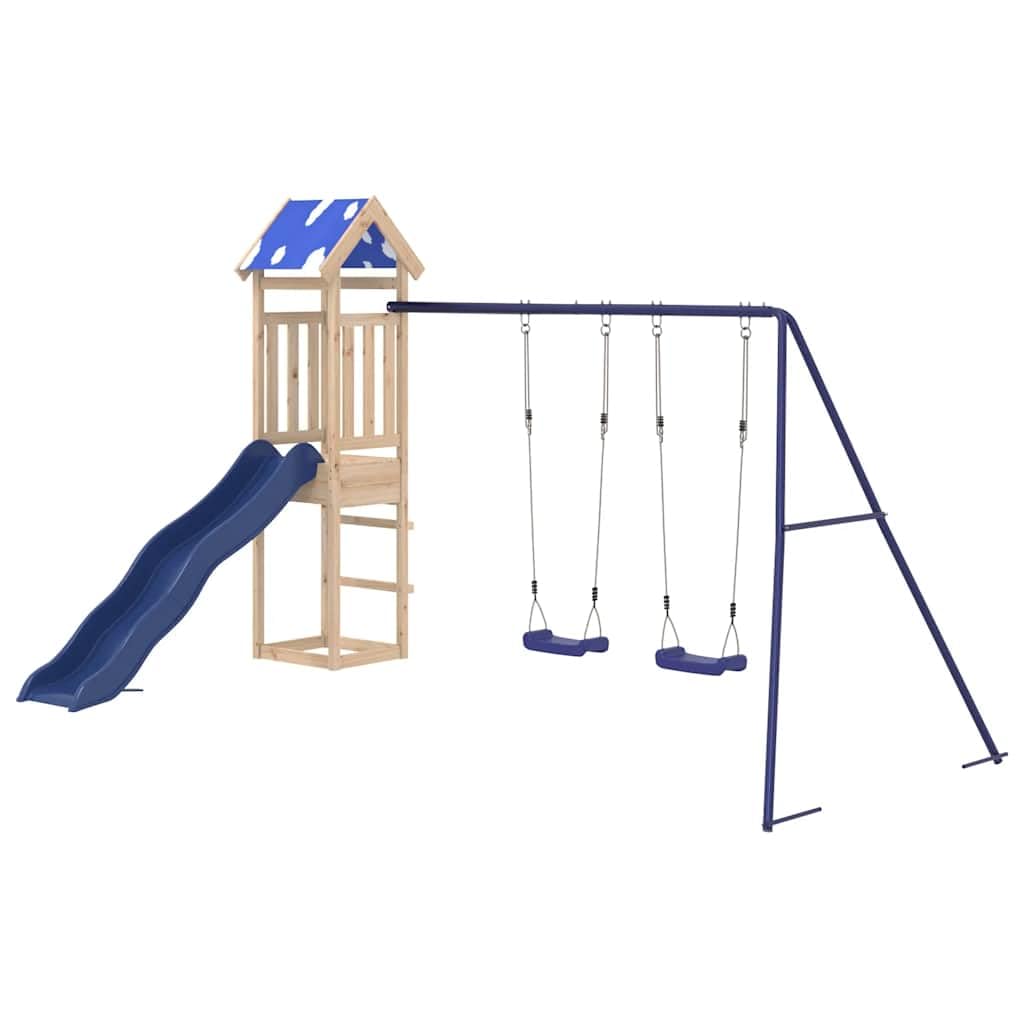 Spielturm Massivholz Kiefer mit Schaukel, Rutsche, Sandkasten und Klettergerüst für Garten, Outdoor Spielplatz, Kinderspielgerät mit Sicherheit und Bewegung, Freizeitspaß im Hof