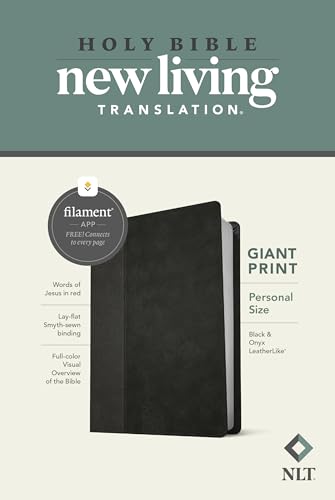 NLT Personal Size Giant Print Bible, Filament Enabled Edition (Red Letter, Leatherlike, Black/Onyx):