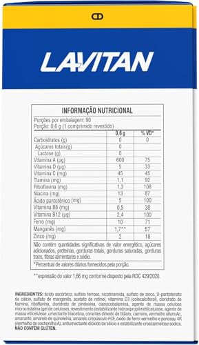 2x Multivitamínico Lavitan AZ Original Com 90 Comprimidos