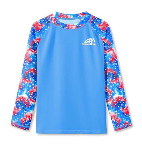 Image of BesserBay Girls Rash Guard UPF 50+ Raglan Sleeve Quick Dry Swim Shirt 4-12 Years