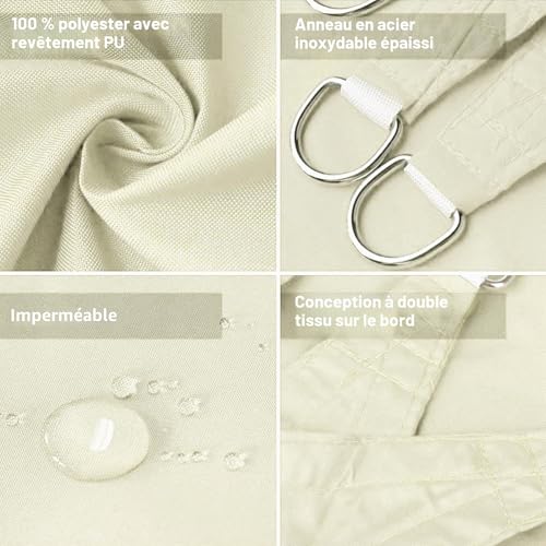 Voile d'ombrage rectangulaire 4x6m toile imperméable pour terrasse - 4