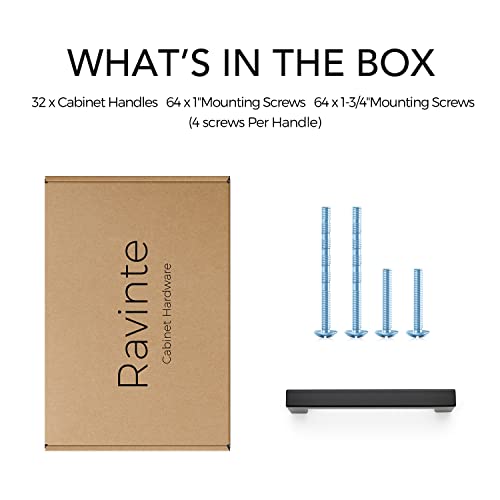 Image of Ravinte 32 Pack 4 Inch Square Cabinet Handles Matte Black Drawer Pulls Kitchen Hardware