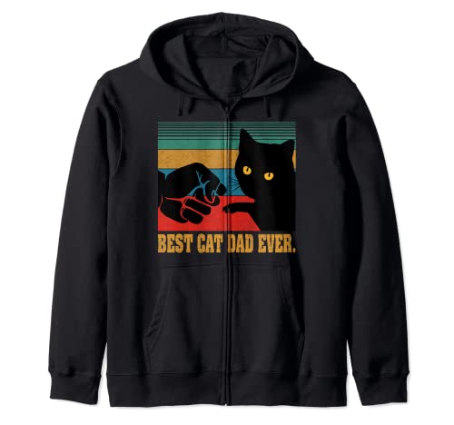 Best Cat Dad Ever - Camiseta vintage para hombre, diseño de gato negro Sudadera con Capucha