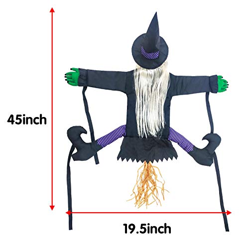 Joy Bang Crashing Witch into Tree Halloween Decoration Crashed Witch Props Hanging Decorations Funny Witch for Halloween Outdoor Tree Yard Decor