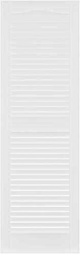 Miniatura 162 de Builders Edge 12 pulgadas de ancho x 48 pulgadas de alto, montante central superior de catedral estándar, persianas con listones abiertos, incluye