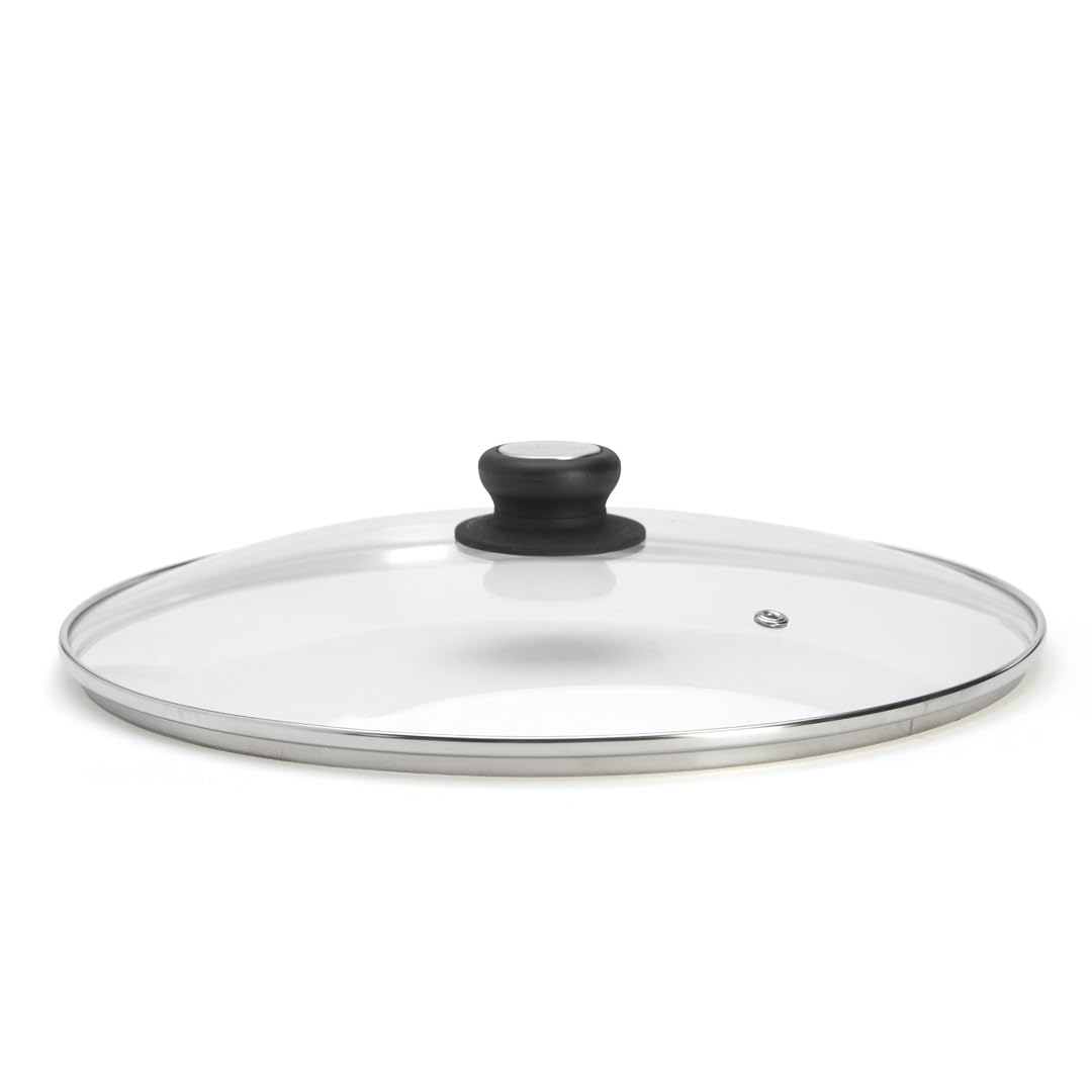 DE BUYER -4112.32 -couvercle verre bouton bak./inox ø 32cm, Ecru