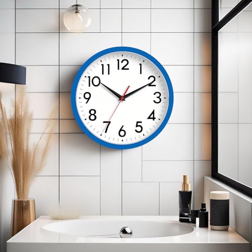 Image of DAXSMY Wall Clock Small Analog 8 Inch Silent Non Ticking Battery Operated Modern Simple Decorative for Kitchen Office Bedroom Bathroom Living Room(Blue)