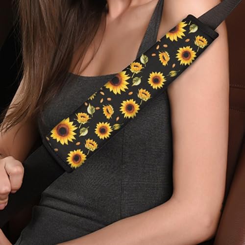 Image of AFPANQZ Sunflowers Pattern Seat Belt Pad Cover for Women Adults Kids Safety Seatbelt Pad Cushion Adjustable Comfortable Driving Schoolbag Straps Pads