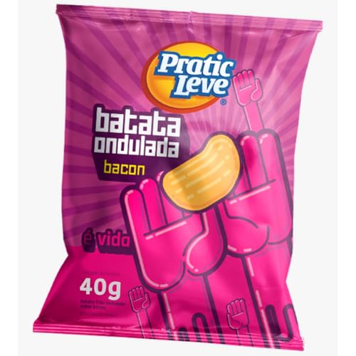 Kit com 4 Batata Frita Ondulada Pratic Leve 40g - Bacon
