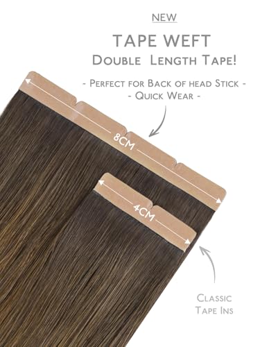 Image of WENNALIFE 3.15 inch Wide Tape in Hair Extensions Human Hair, Tape in Weft
