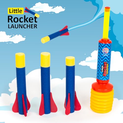Image of Ratna's Little Rocket Launcher Toy with 3 Foam Rockets Flies Upto 25 Feet Outdoor Toys for Kids Ages 5+ Years