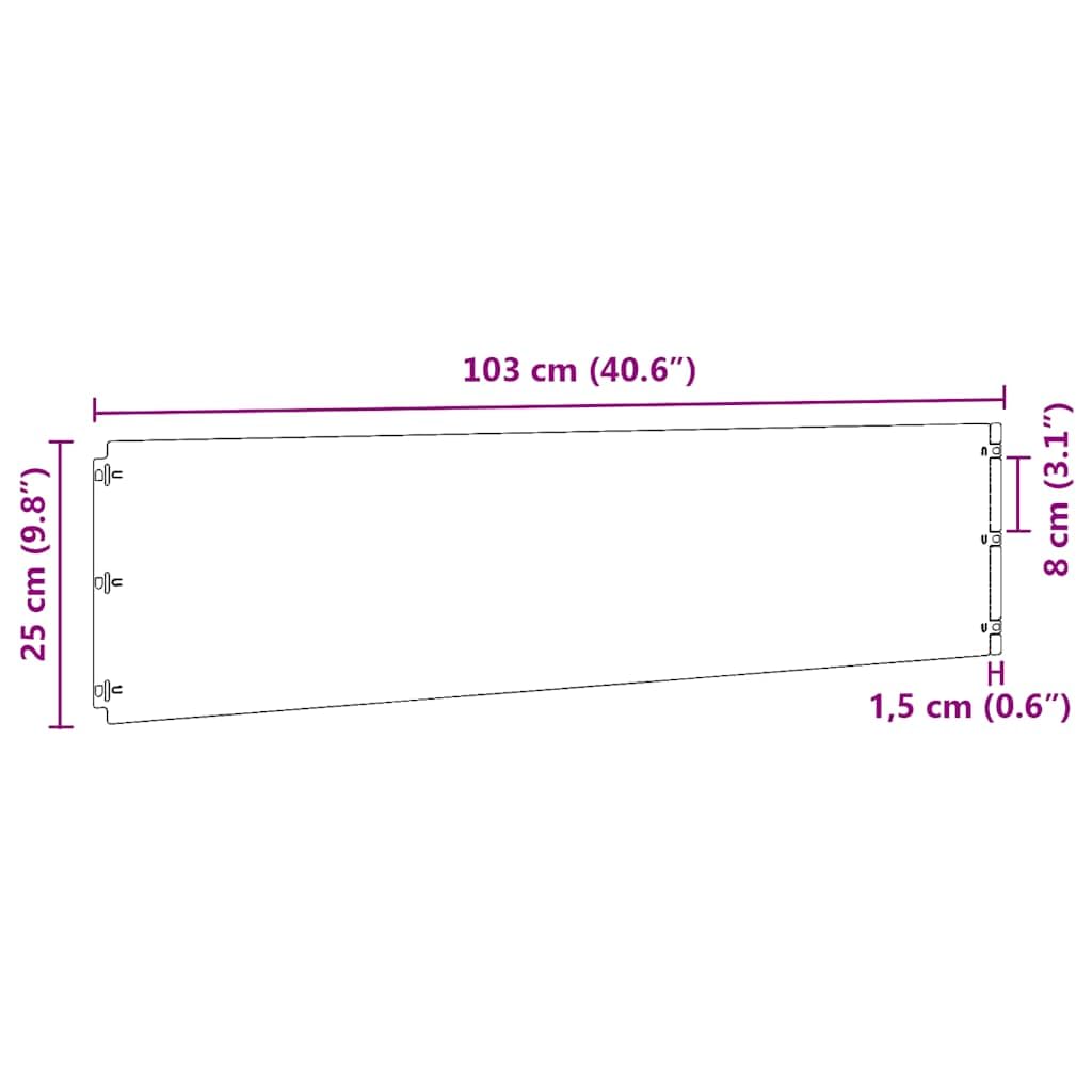 Krawędzie trawnika, 20 szt., czarne, 25 x 103 cm, stal walcowana na zimno, obrzeże do koszenia, obramowanie rabatek, do ogrodu, elastyczna blokada korzeni, metalowa, odporna na warunki