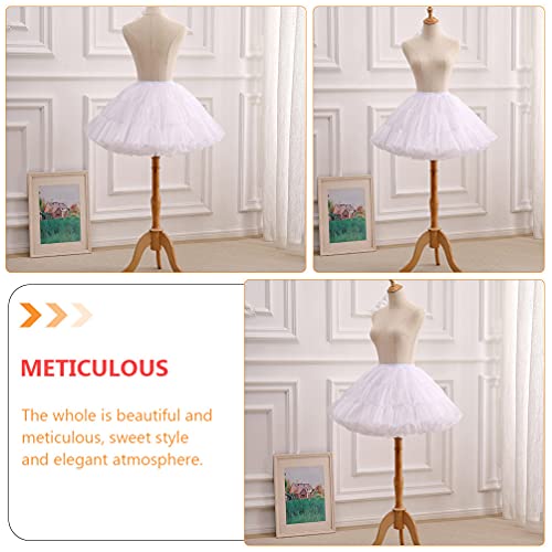 VALICLUD Saia moderna Lolita vestido sob a saia saia em camadas com bolhas (branca)