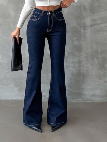 Image of KOTTY Women's High Waist Jeans||Flared Bell Bottom Bootcut||Wide Leg Stretch Denim - Perfect for Travel, Party & Everyday Use