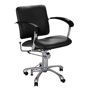 Comair London D Professionele kappersstoel met hydraulisch vergrendelbare pomp, beweegbare verstelbare rugleuning, wielen en stoppers, zwart