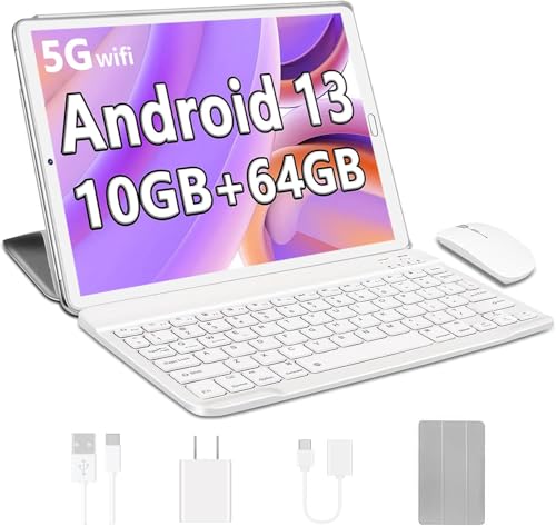 Image of YESTEL 10.1 inch Tablet 2026 Android 13 Tablet Bundle with Octa-Core Processor,10GB RAM+64GB ROM (Expandable up 1TB), 5MP+8MP Dual Camera,5G WiFi,Bluetooth 5.0,GPS,PC with Keyboard & Mouse - Silver