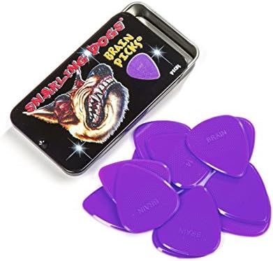 D'Andrea Snarling Dog Brain Nylon Guitar Picks 12 Pack with Tin Box (Purple, 0.60mm)