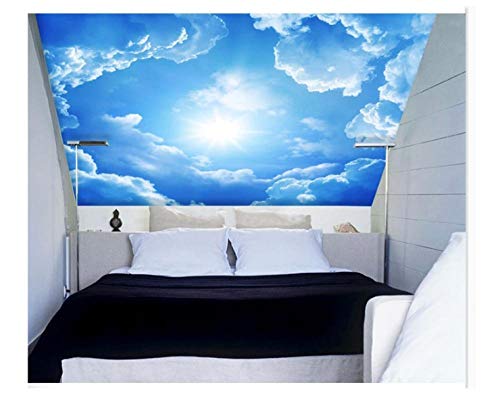 Shuangklei 3D Wall Ceiling Murals Wallpaper with Cloud and Blue Sky for Living Room Bedroom Hall 3D Ceiling Murals 3D Wall Stickers -350X250Cm
