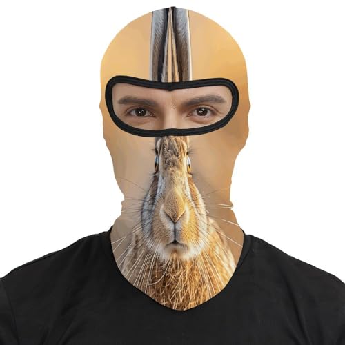 Pasamontaña térmico para hombre y mujer con estampado de liebre marrón, máscara facial para esquí, motocicleta y clima frío miniatura 2