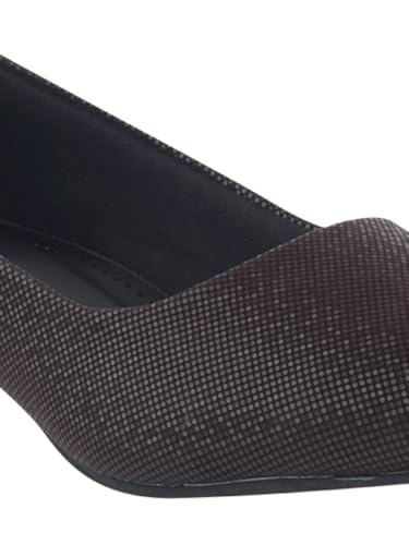 Image of Shoetopia Women's Low Block Heel Pumps - Elegant Pointed Toe Slip-On Dress in Textured Finish - Comfortable Office & Formal Footwear