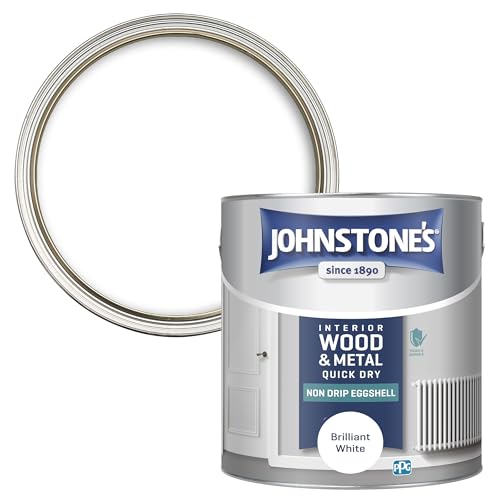 Johnstone's - Interior Wood and Metal Paint - Eggshell Finish - Brilliant White - 2.5 L - Quick Drying - Non Drip Water Based Formula