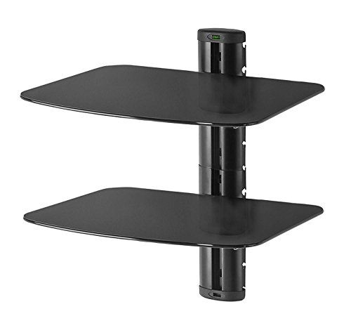 Peerless ACCSH300 Dual AV Wall Shelf with Glass - Black