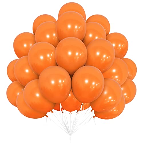 Ballons Orange, 50 Pcs 12 Pouces Ballons en Latex Orange pour Thème Fête D'Anniversaire Mariage Baby Shower Halloween Valentin Douche Nuptiale Festival Diplôme Décorations