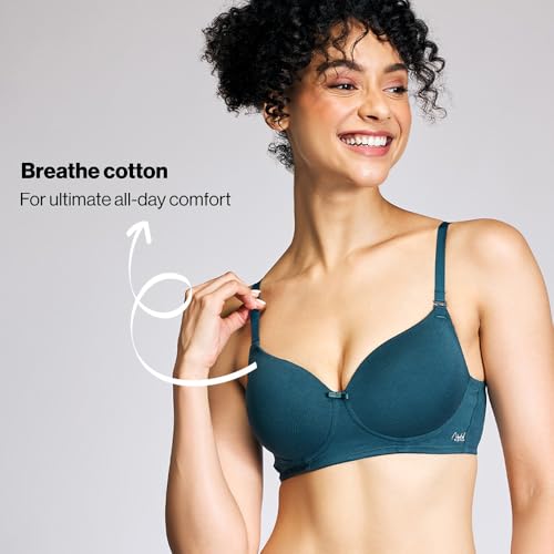 Image of NYKD NYB198 Cotton Lightly Padded Non Wired 3 /4th Coverage T-Shirt Bra Multiway Detachable Straps Invisible Under Clothes