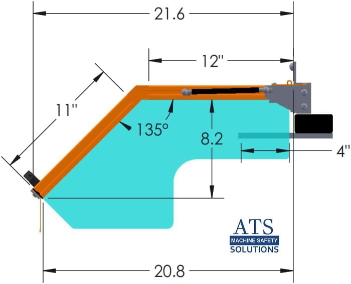 ATS Machine Safety Solutions Lathe Guard. 18" Wide, Hinged. Fits with up to 12" Chuck Diameters. Standard Model, Part # LG-TR3-18