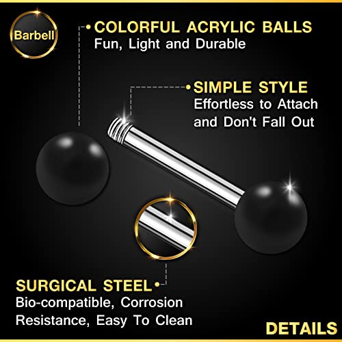 2Pcs Stainless Steel Black Barbell Rings 14 Gauge 5/16 8Mm 4Mm Acrylic Ball Conch Lobe Earrings Eyebrow Piercing Jewelry 3099 #TOP2