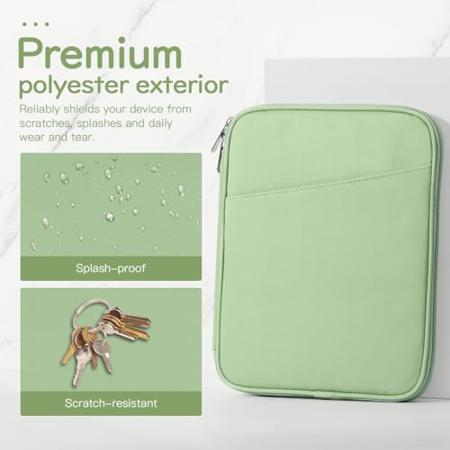 Image of Dadanism 9-11 inch Tablet Sleeve Bag Carrying Case for iPad (A16) 11th Gen 11 inch, iPad 10th Gen 10.9 inch Air 5 /4, iPad Air M4 /Pro 11 inch, iPad 9 /8 /7th, Galaxy Tab A11+ Plus 11 inch, Remarkable 2 10.3 inch, Light Green