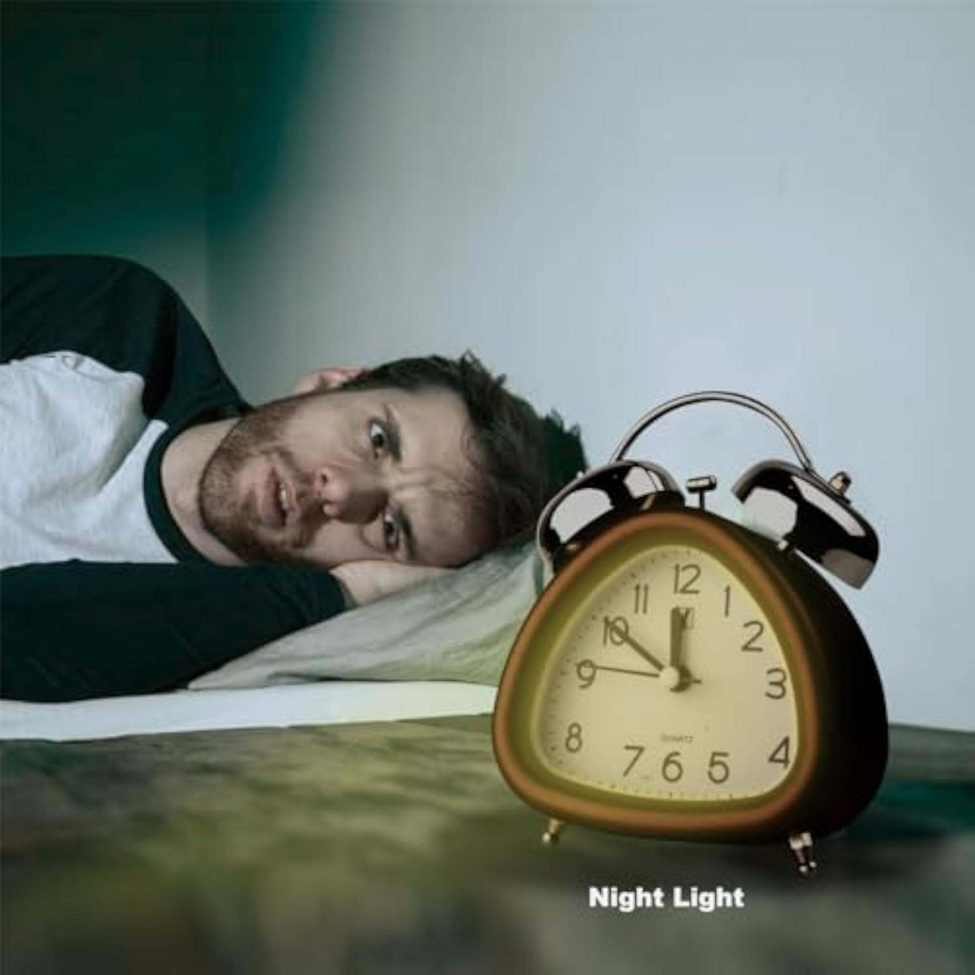 Triangle Shape Twin Bell Alarm Clock with Night Light