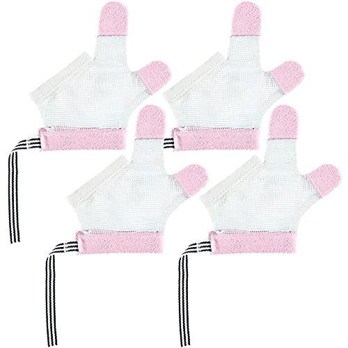 SATINIOR 2 Pairs Baby Thumb Sucking Stop Finger Guard Infant Finger Guard Stop Thumb and Protect Finger Sucking Stop Kids Stop Thumb Sucking Glove No Scratch Thumb Kit for Baby Boys and Girls (Pink)