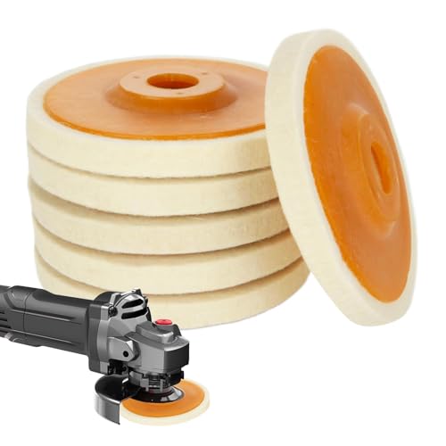 JMIATRY Lot de 6 embouts polissants pour meuleuse d'angle 125 mm - Disque polissant en laine pour métaux, verre, céramique, marbre, voiture