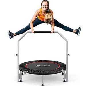 BCAN 40/48″ Foldable Mini Trampoline Max Load 330lbs/440lbs, Fitness Rebounder with Adjustable Foam Handle, Exercise Trampoline for Adults Indoor/Garden Workout