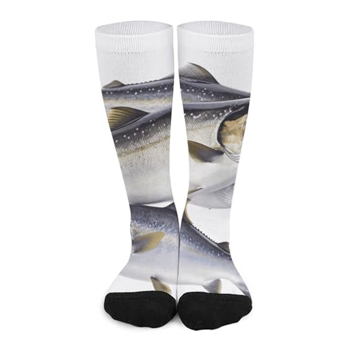Calcetines Pescado Salmón Transpirables Calcetines De Tubo Cómodos Half-Crew Socks Para Trabajo Deporte Yoga 50Cm