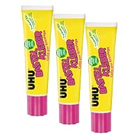 UHU Bastelkleber Standtube, Lösungsmittelfreier Weißleim zum Basteln und kreativen Gestalten, 90 g (Packung mit 3) – Ansicht 1