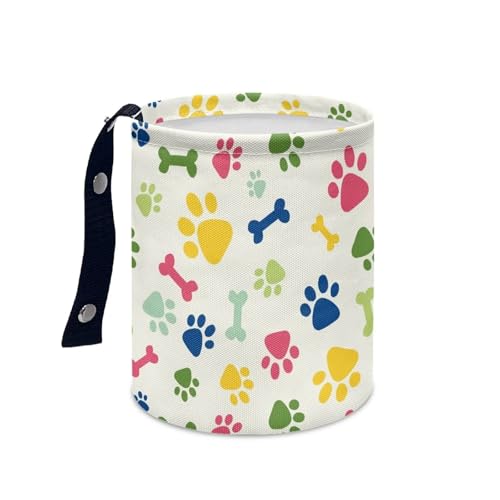 Image of Cute Dog Paw Print Hanging Portable Car Trash Can Waste Basket Car Accessories Interior Collapsible Accessories Trash Can Car Garbage Bag Small Trash Can