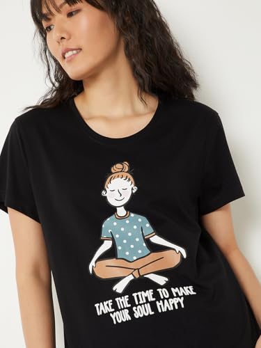 Image of Max Women's Printed Round Neck Half Sleeve Cotton Pyjama Set