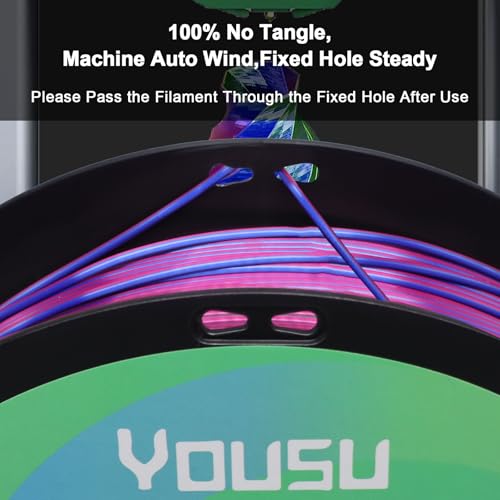 Image of YOUSU Tri Color PLA 3D Printer Filament 1.75mm, Coextrusion Rainbow PLA Filament with Silk PLA Pink-Blue-Green, Multi Color 3D Printing Filament + /-0.02mm, 1kg /2.2lbs