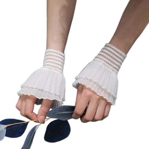 シンプルな取り外し可能な袖袖口レースウェディングフラウンスフリルホワイトリストウォーマーフリルセーター女性用ウェディングドレス用取り外し可能な袖